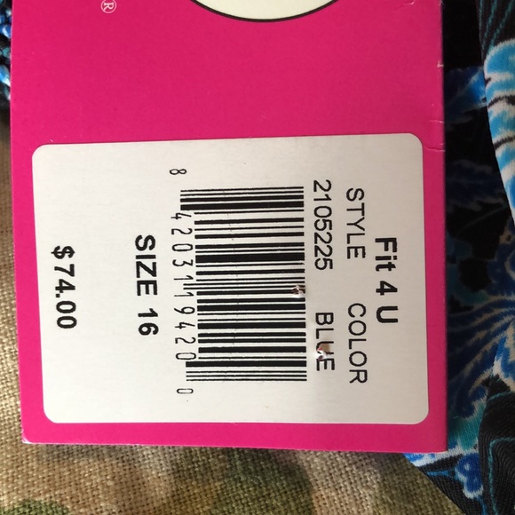 FIT FOR YOU size 16 Floral Scroll Fan V-Neck SMOCKED Ruched Empite Waist $78 NEW - Picture 10 of 15